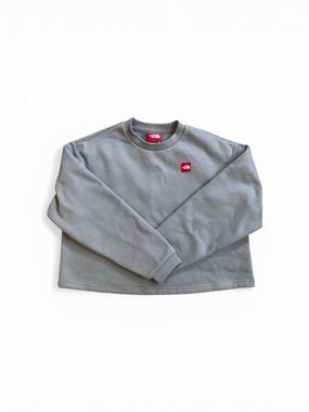 The North Face Gray Crewneck Sweatshirt with Red Logo Patch